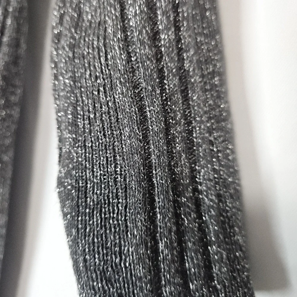 Turtleneck‎ Sweater Women Small Silver Metallic Ribbed Studio Y Sparkle NWT